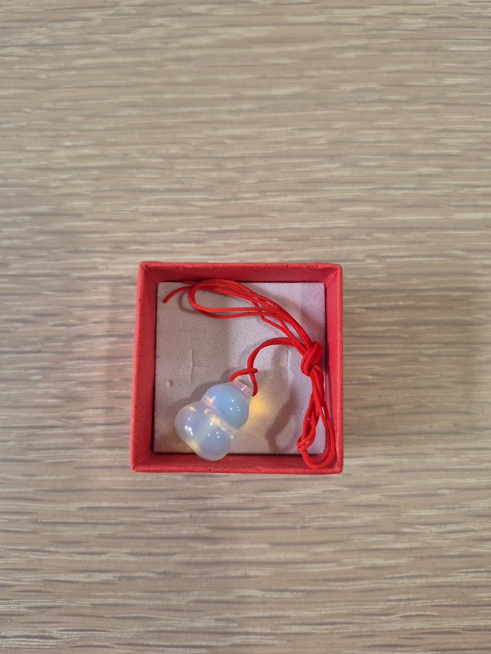 Opalescent Gourd Pendant Necklace with Red Cord